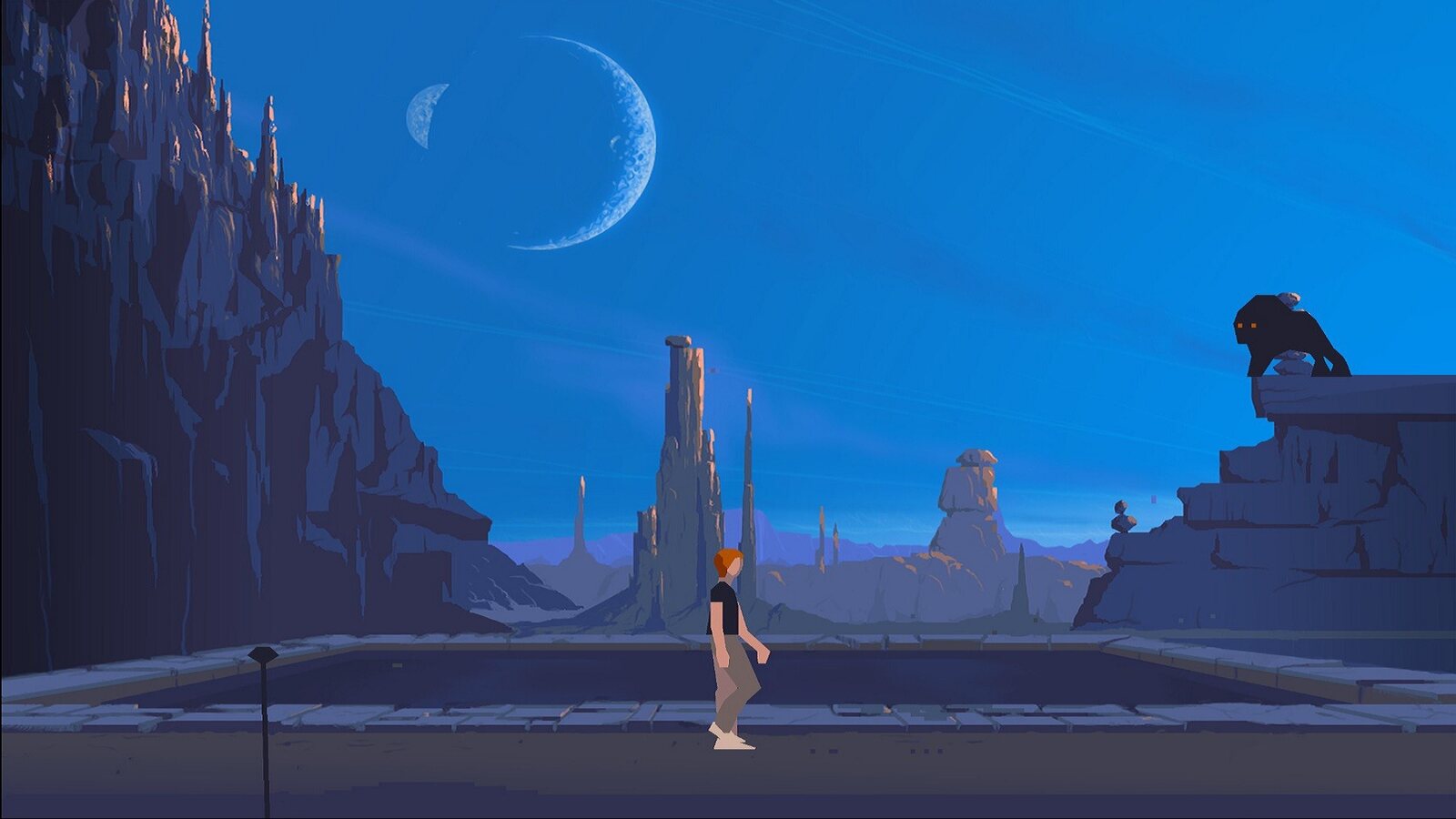 Another World: Lester on the alien cliff
