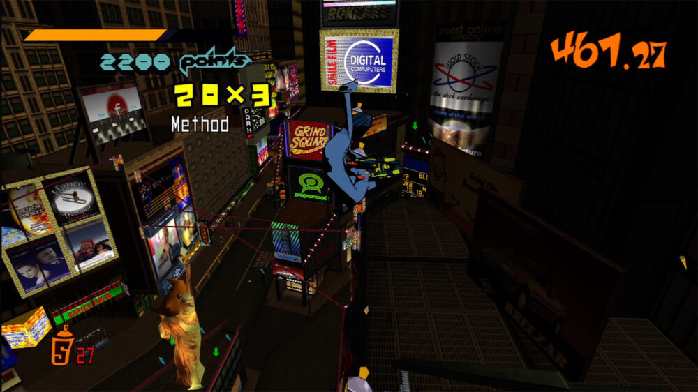Jet Set Radio: a night street from above