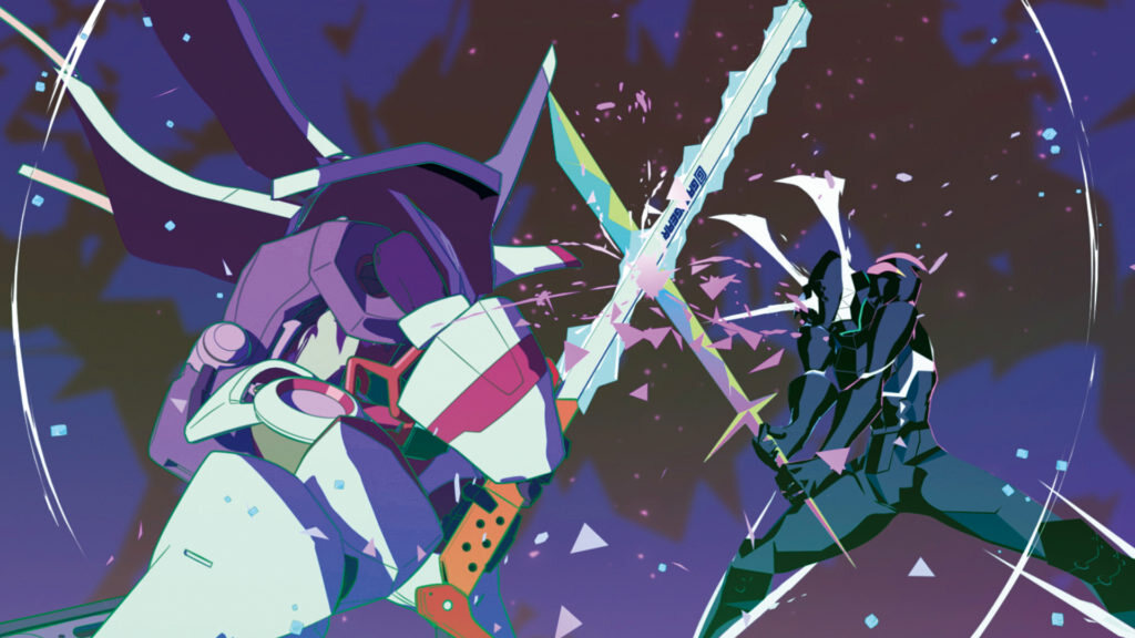 Promare: shards and triangles in violet