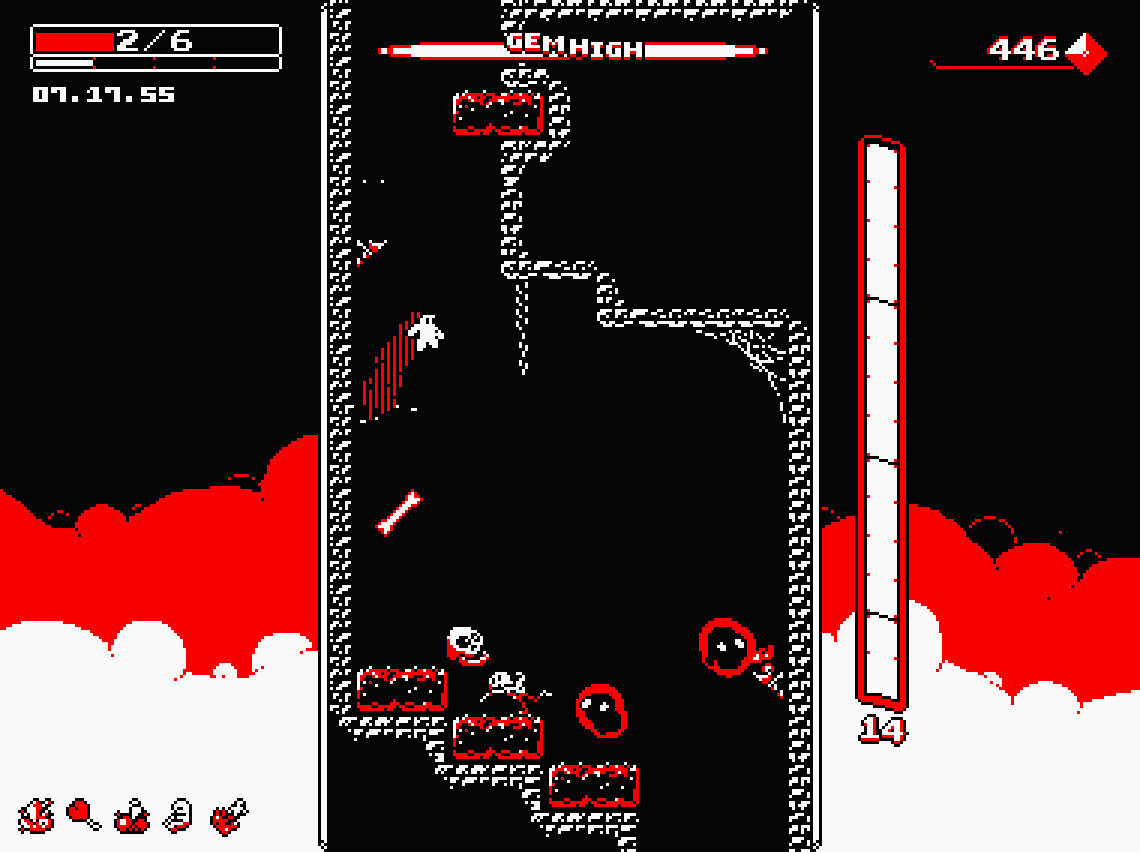 Downwell: black, white and red