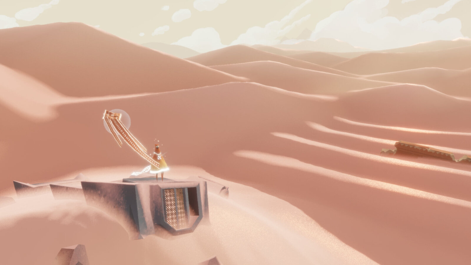 Journey: a figure on the dunes